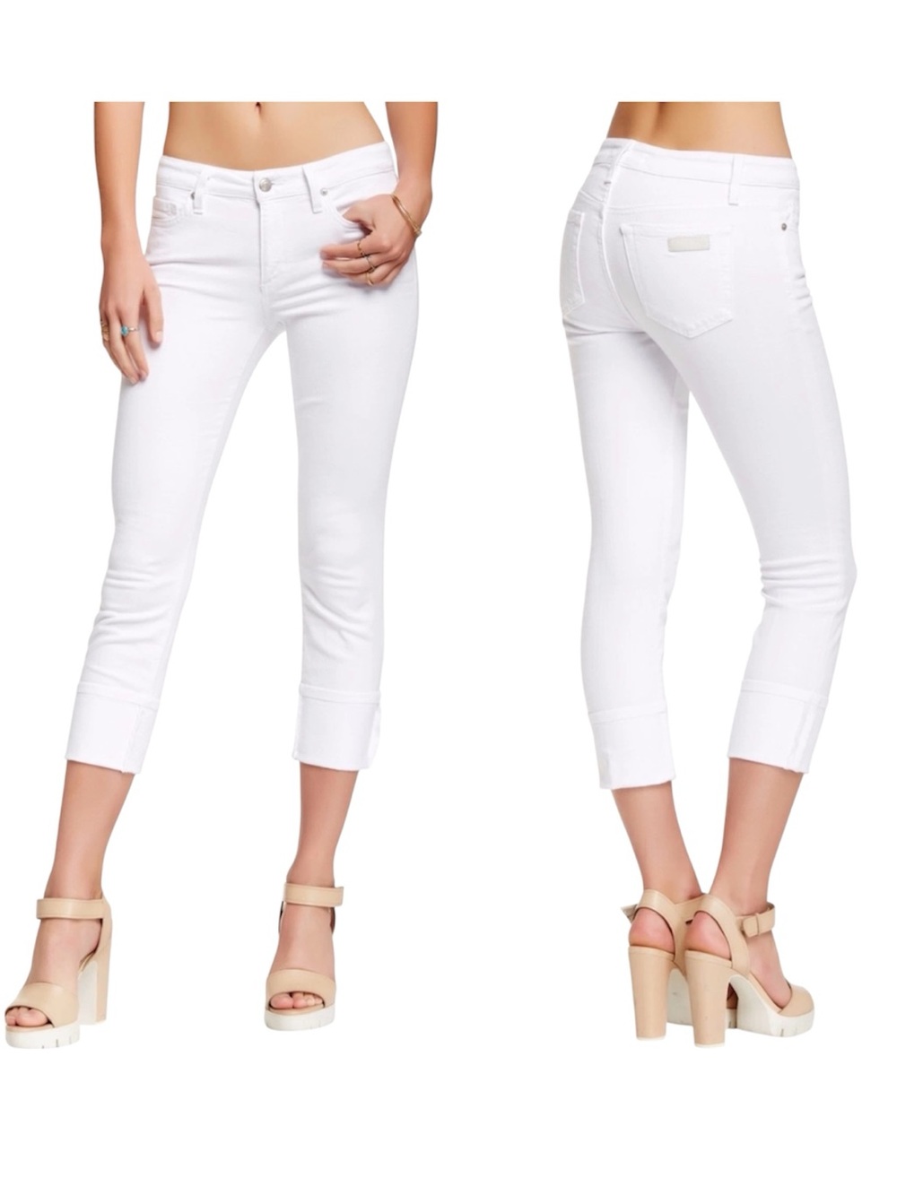 JOE’S Jeans Cuffed Crop Mid Rise Skinny Stretch Jeans Sz 27 - White
